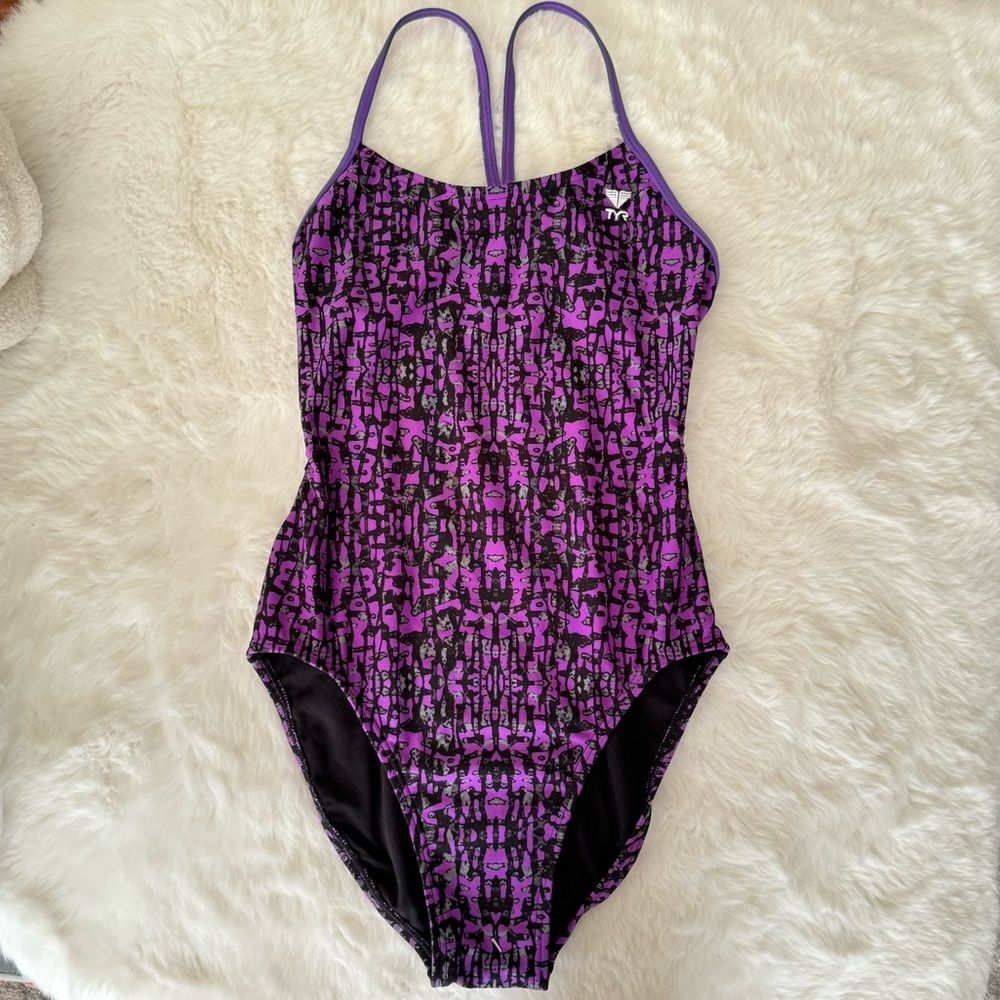 TYR Durafast Elite Petra Cutoutfit One Piece Swimsuit - Geometric Purple(Size36)